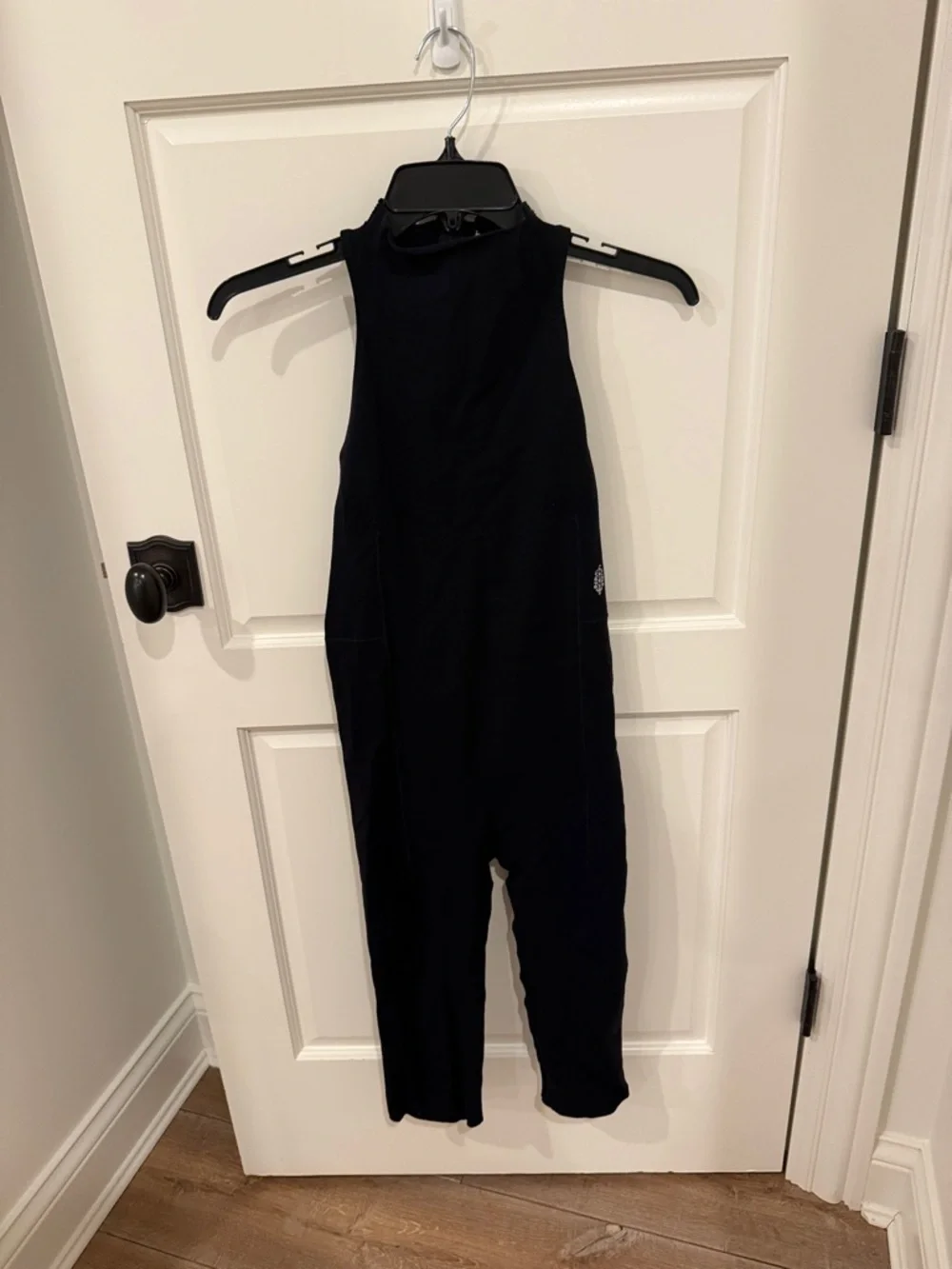 Free People Movement High Side Black Athletic One Piece Jumpsuit Romper
